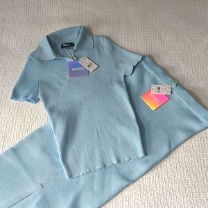 Missguided matching set (blue sweater and midi skirt) US 6